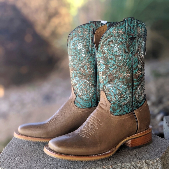 TIN HAUL Ban-Dan-Uh Paisley cowgirl western boots square toe brand NEW NWT - Picture 3 of 6